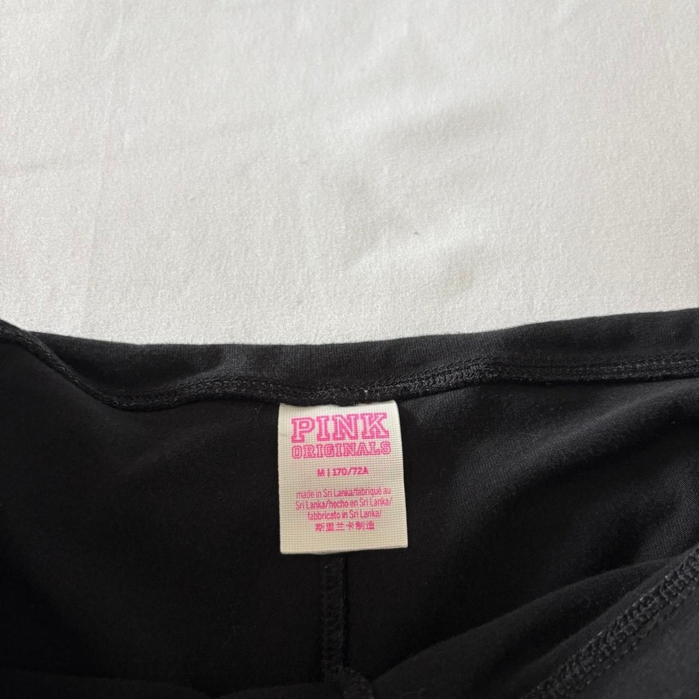 Victoria Secret Pink Foldover Flare Yoga Pants Women Medium Black Y2K Vintage - Picture 4 of 8